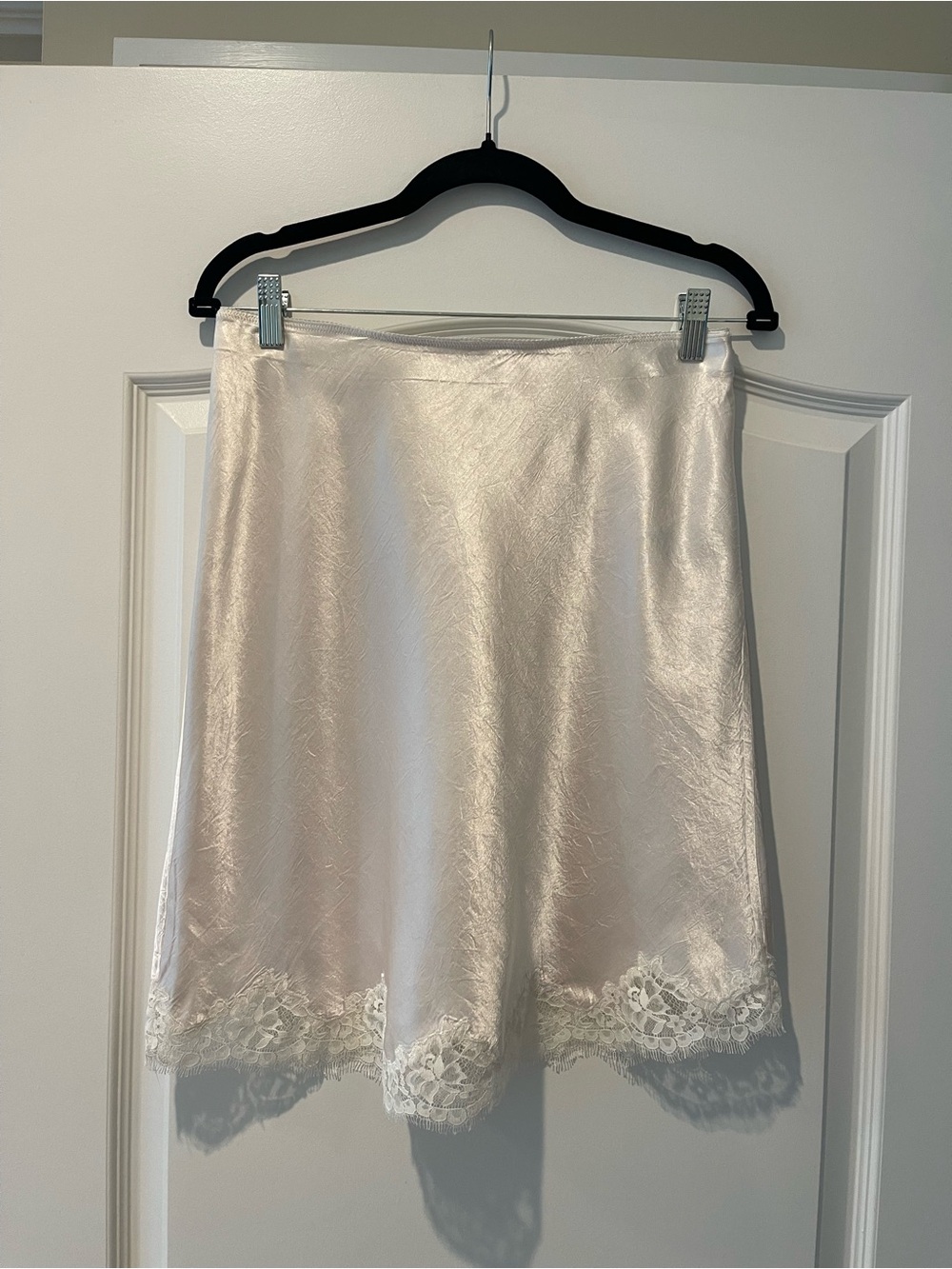 J. Crew lace-trim slip skirt in textured satin - Picture 2 of 6